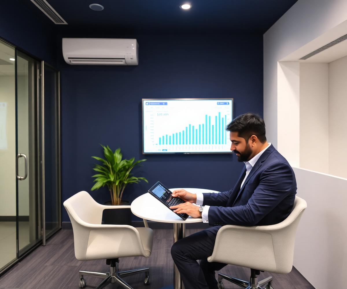 Advisor reviewing investment performance in the Brij Finserv office